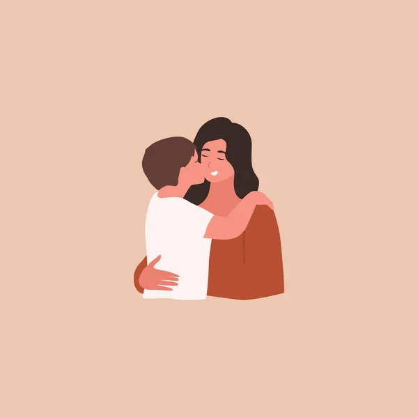 Μαμά Κρατάει Τον Μικρό Γιο Μητρότητα Απλό Σκίτσο Εικονογράφηση Διανύσματος — Διανυσματικό Αρχείο