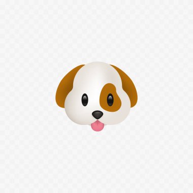 Şirin köpek emoji kafası. Yavru köpek ikonu. Beyazda izole edilmiş. Vektör illüstrasyonu