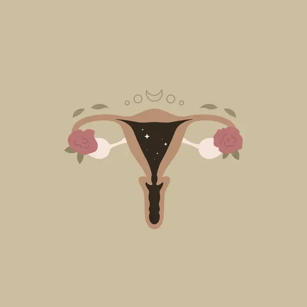 Flache Weibliche Gebärmutter Ikone Vektorillustration Vektorgrafiken