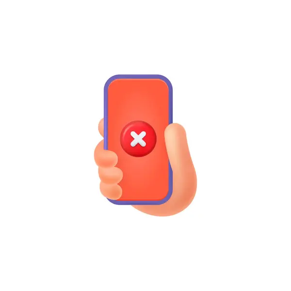 Rode Kruis Teken Symbool Cartoon Handtelefoon Met Rood Scherm Kruis — Stockvector