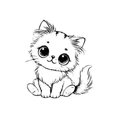 Basit düz renkleri ve temiz çizgileri olan sevimli çizgi film kedi vektör çizimi, tasarım, çıkartmalar veya çocuk içeriği için mükemmel.