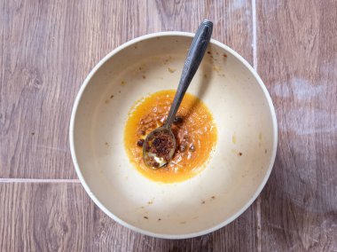 Kurutulmuş yumurta sarısı, iştah açıcı olmayan yemek konsepti..