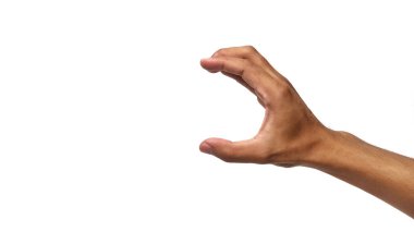 El hareketi beyaz arka planda bir şey tutuyor..