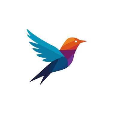 Renkli uçan kuş logosu tasarım şablonu