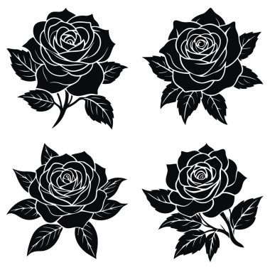 Siyah gül çiçek silueti grafiklerini ayarla