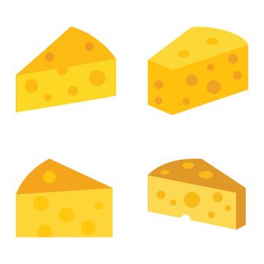 Dört Isometric Peynir Dilimleri Delikli