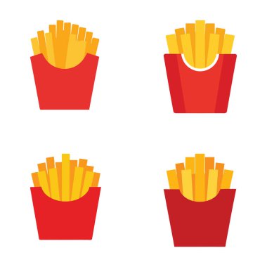 Dört Altın Fransız Kızartma İllüstrasyonu Kırmızı Kutusu