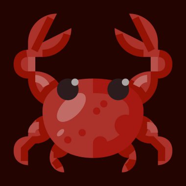 Canlı Renkli Yengeç Yemeği ve İçecek Düz Simgesi