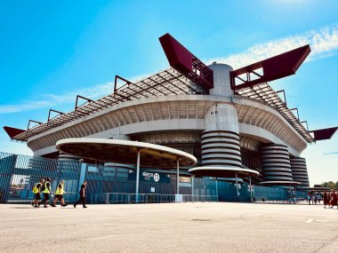 Milan, İtalya - 14 Temmuz 2024: Stadio Giuseppe Meazza veya San Siro Stadyumu, AC Milan ve Inter Milan futbol kulüplerinin evi.