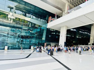 Jakarta, Indonesia - August 25, 2024: The international arrivals terminal at the modern Soekarno Hatta Airport in Jakarta. clipart