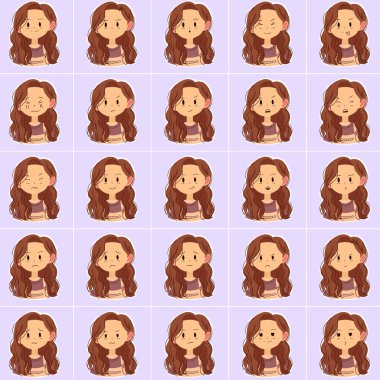 kadın yüz ifadeleri çizimi