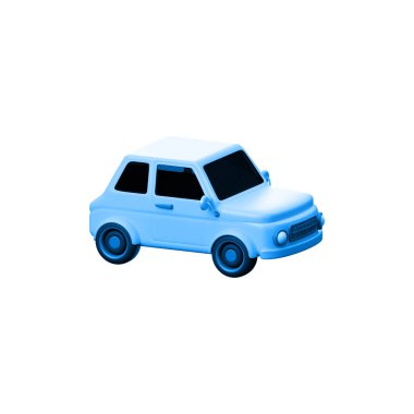 Mavi oyuncak araba. 3D görüntüleme. 3d illüstrasyon