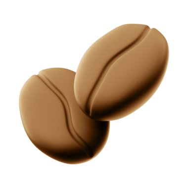 3 boyutlu kahve çekirdekleri beyaz arkaplanda izole edilmiş.