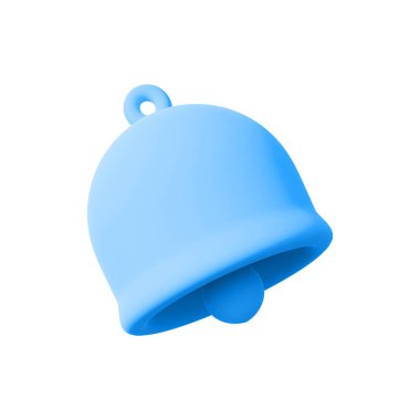 Beyaz arkaplanda mavi çan 3D simgesi. 3d illüstrasyon.