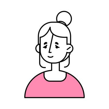 Kadın yüz ikon vektörü. İnce çizgi işareti. izole edilmiş sınır sembolü çizimi