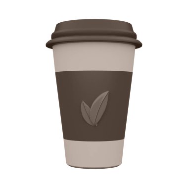 Yaprak ikonlu kağıt kahve fincanı.