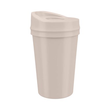 Kapağı olan tek kullanımlık bir bardak. Beyaz arka planda izole edilmiş. 3d oluşturma