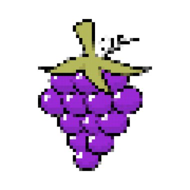 Piksel sanatı. Üzümün piksel simgesi. vektör