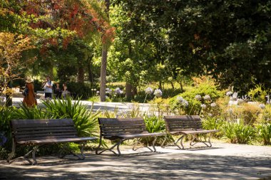 Şehir merkezinde dinlenmek için üç banklı sessiz bir meydan. Doğanın sükuneti içinde çiçekler, ağaçlar ve çalılarla birlikte.