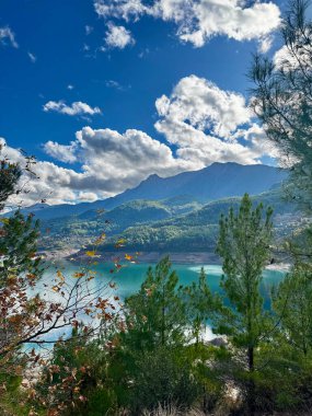Suyun dağ nehri akışı büyük taşlar. Yüksek kalite fotoğraf