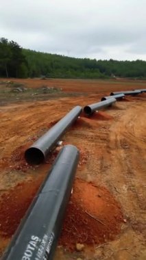 Metal gaz boruları döşemeye çalış. Yüksek kalite 4k görüntü