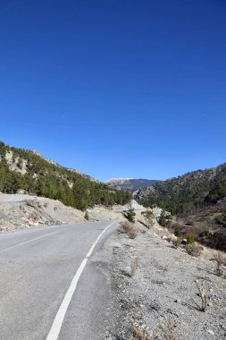 Dağ yolu manzarası. Dağ yolu manzarası. Yüksek kalite fotoğraf