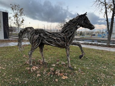 Parktaki dalların sonbaharda heykeli. Yüksek kalite fotoğraf