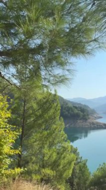 Dağlardaki gölet turkuaz su arka planında. Yüksek kalite 4k görüntü