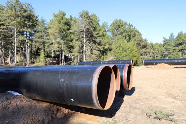 Boru hattı inşaatı. Yüksek kalite fotoğraf