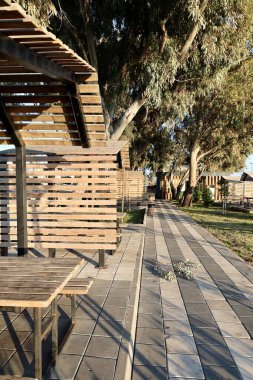 Park ahşap barınakları. Yüksek kalite fotoğraf