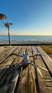 Plaj günbatımı masası. Yüksek kalite fotoğraf