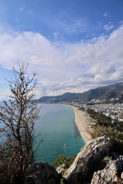 Kıyı ormanı kayalıkları. Turkuaz su