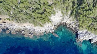 Kıyı ormanı kayalıkları. Turkuaz su