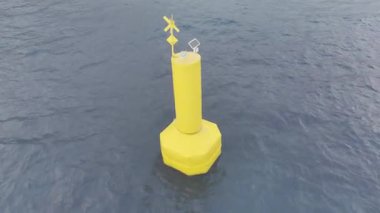 Sarı seyir şamandırası. Drone görünümü, drone videosu