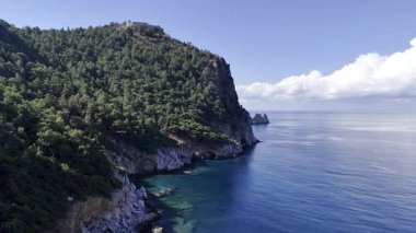 Kıyı ormanı kayalıkları. Kayalık orman kıyı şeridi kayalığı.