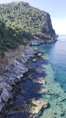 Kıyı ormanı kayalıkları. Kayalık orman kıyı şeridi kayalığı.