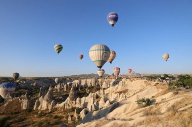Balonlar gökyüzü manzarası. Sıcak hava balonları. Yüksek kalite 4k görüntü