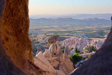 Kayalıklar manzara günbatımı. Tarihsel mimari Türk doğası eşsizdir. Yüksek kalite fotoğraf