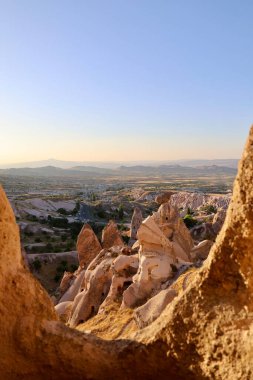 Kayalıklar manzara günbatımı. Tarihsel mimari Türk doğası eşsizdir. Yüksek kalite fotoğraf