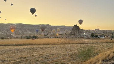 Balonlar gökyüzü manzarası. Sıcak hava balonları. Yüksek kalite 4k görüntü