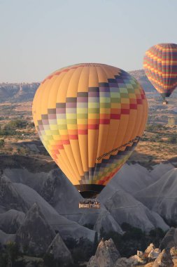 Balonlar gökyüzü manzarası. Sıcak hava balonları. Yüksek kalite 4k görüntü