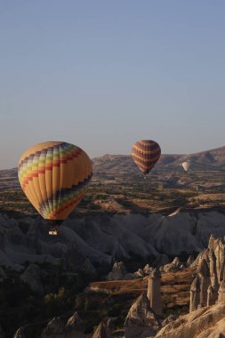 Balonlar gökyüzü manzarası. Sıcak hava balonları. Yüksek kalite 4k görüntü