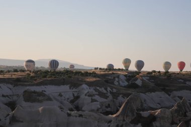 Balonlar gökyüzü manzarası. Sıcak hava balonları. Yüksek kalite 4k görüntü