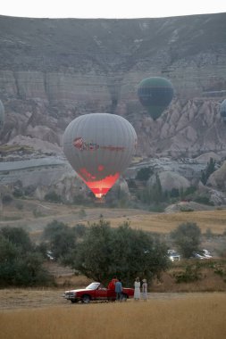 Balonlar gökyüzü manzarası. Sıcak hava balonları. Yüksek kalite 4k görüntü