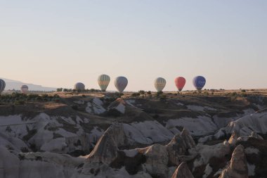 Balonlar gökyüzü manzarası. Sıcak hava balonları. Yüksek kalite 4k görüntü