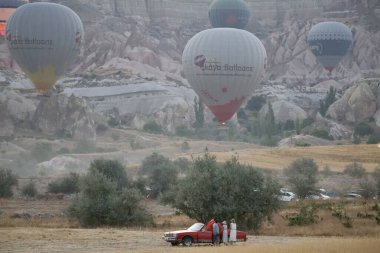 Balonlar gökyüzü manzarası. Sıcak hava balonları. Yüksek kalite 4k görüntü
