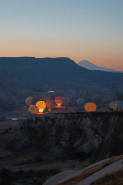 Balonlar gökyüzü manzarası. Sıcak hava balonları. Yüksek kalite 4k görüntü