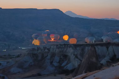 Balonlar gökyüzü manzarası. Sıcak hava balonları. Yüksek kalite 4k görüntü