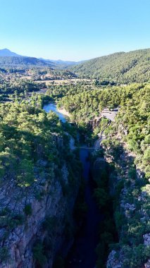 Kanyonun yemyeşil yeşilliği İHA 'dan görüldüğü gibi. Yüksek kalite fotoğraf