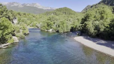 Nehir ağaçları gökyüzü. Kanyonun yemyeşil yeşilliği, görüldüğü gibi. Yüksek kalite fotoğraf